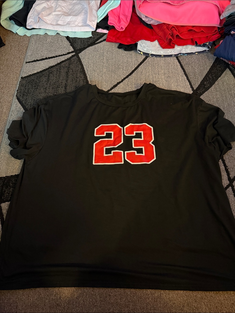 Black Women's Graphic Tee with Red '23'